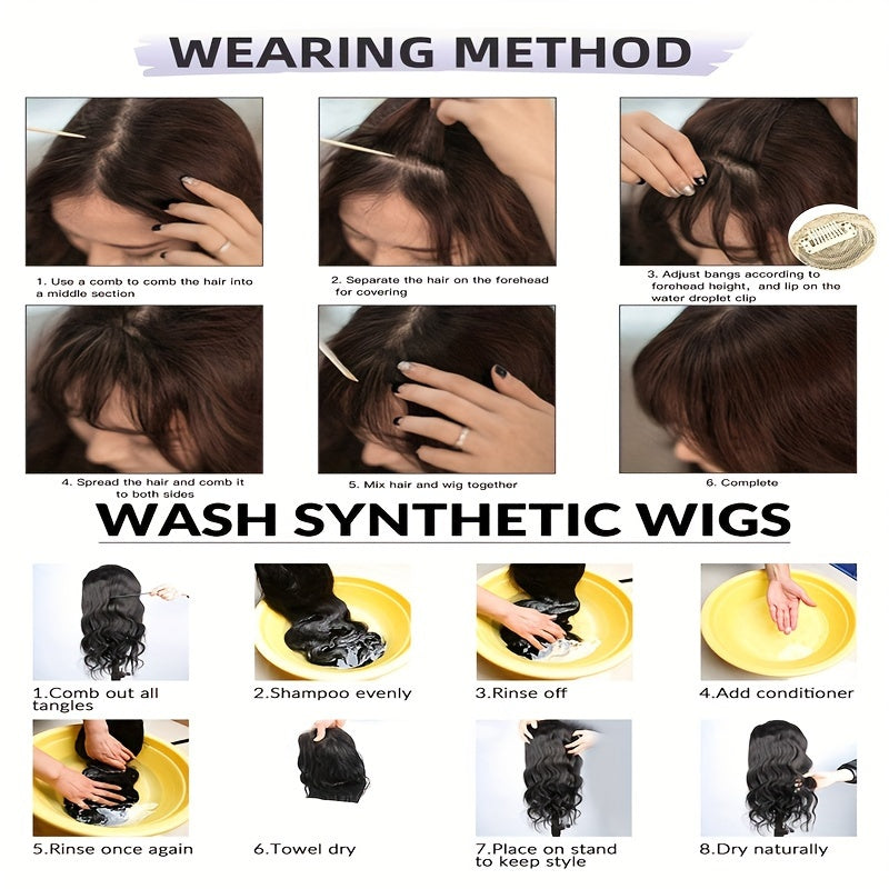 Synthetic Wig With 12-inch Bangs On Both Sides Suitable For Daily Wear By Ladies.