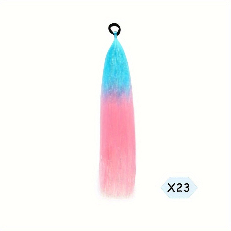 60.96cm Synthetic Braided Ponytail DIY Ombre Hair Extensions With Hair Tinsel Jumbo Ponytail Colorful Crazy Hair For Braiding Hair On Hair Tie Loose Tinsel Hair Extensions Hair Glitter Christmas, New Year And Holidays Can Wear COS For Music Festival