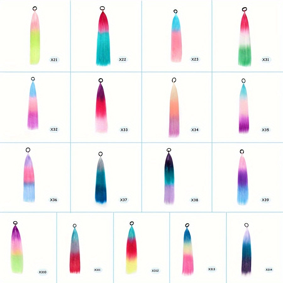60.96cm Synthetic Braided Ponytail DIY Ombre Hair Extensions With Hair Tinsel Jumbo Ponytail Colorful Crazy Hair For Braiding Hair On Hair Tie Loose Tinsel Hair Extensions Hair Glitter Christmas, New Year And Holidays Can Wear COS For Music Festival