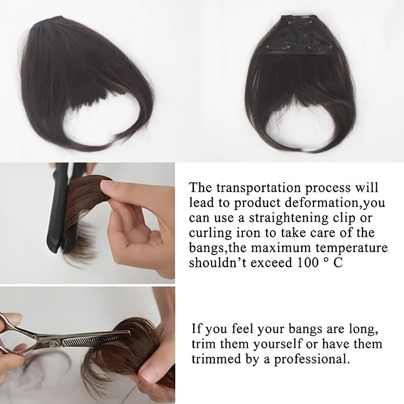 Charmful Presentation Elegant Bangs Wig: Face Shape Modification Synthetic Hair Piece with Bangs - Thick and Fluffy Volume, High Temperature Fiber, Light Weight 25g, 20.32 cm Clip-in Suitable for All Women