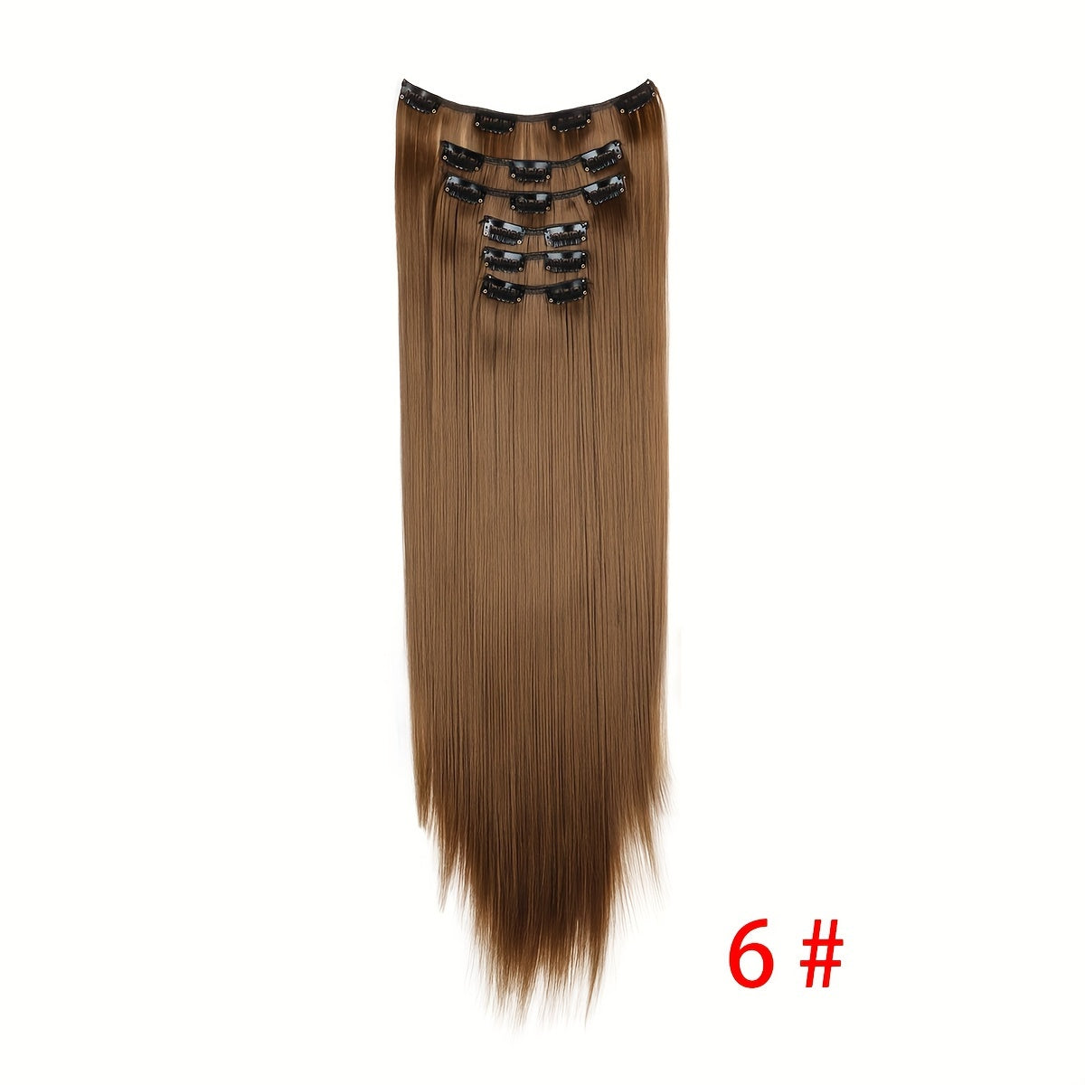 Synthetic 16 Clip Non-trace Hair Extensions Synthetic 24inch Long Straight Heat Resistant Fiber Hairpieces