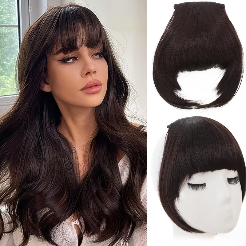 Clip-In Synthetic Hair Bangs Extension - Natural Straight Fringe for Women, Heat Resistant Hairpiece for Cosplay & Everyday Style, Easy to Use Hair Accessory, Hair Accessories