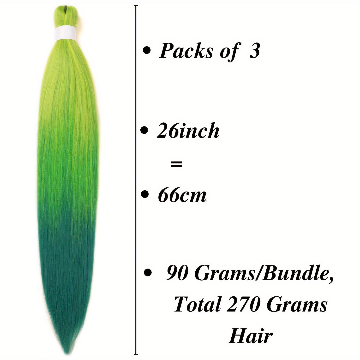 3pcs Pre Stretched Yaki Straight Low Temperature Fiber Synthetic Hair Colored Braiding Hair Extensions, 26 Inch, Basics Style, for Women