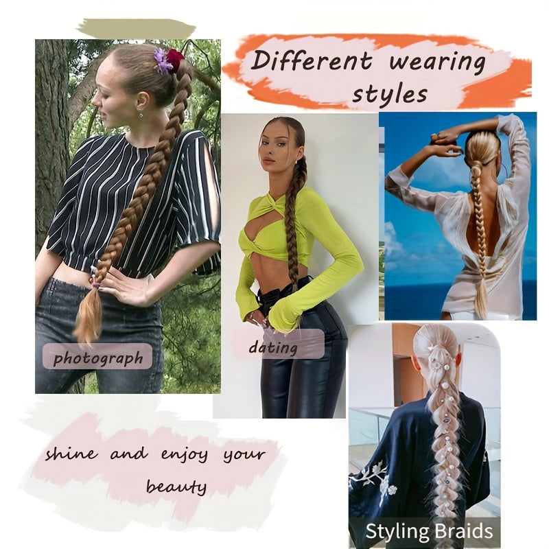 76.2 cm Long Braided Ponytail Extension with Headband Wrapped Around Braided Ponytail Hair Extension - Synthetic Ponytail