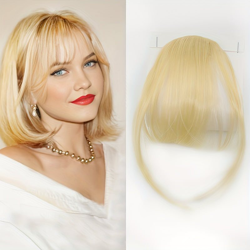 Elegant Synthetic Hair Extensions with Sideburns: One-Piece Fringe, Clip-In Bangs, Dark Brown, Suitable for Daily Use - Women's Hair Accessories